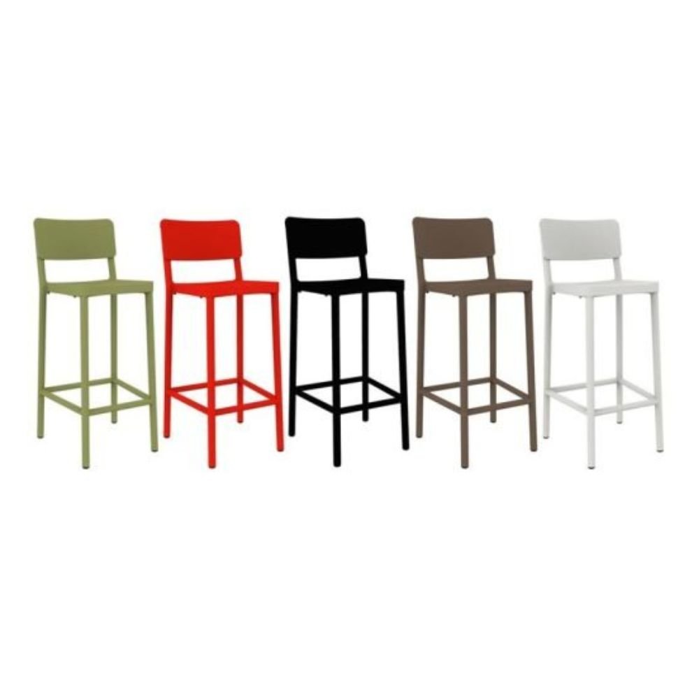 TABURETE RESOL LISBOA ALTO | Taburete Ocasional para Bar | 77 cm | Inyectado Fibra Vidrio con PP | Protección UV | Interior + Exterior - 03899 - Resol - NOGAL BEAT - Taburete