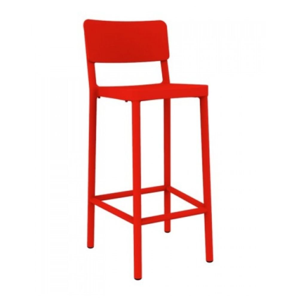 TABURETE RESOL LISBOA ALTO | Taburete Ocasional para Bar | 77 cm | Inyectado Fibra Vidrio con PP | Protección UV | Interior + Exterior - 03900 - Resol - NOGAL BEAT - Taburete