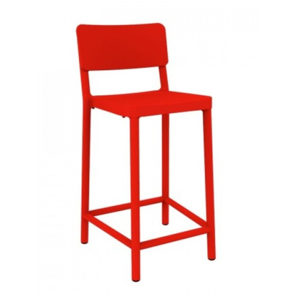 TABURETE RESOL LISBOA MEDIO | Taburete Ocasional para Bar | 67 cm | Inyectado Fibra Vidrio con PP | Protección UV | Interior + Exterior - 03907 - Resol - NOGAL BEAT - Taburete