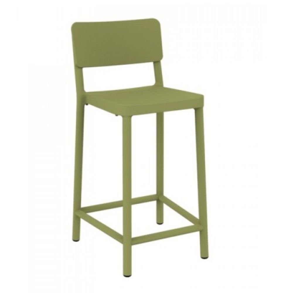 TABURETE RESOL LISBOA MEDIO | Taburete Ocasional para Bar | 67 cm | Inyectado Fibra Vidrio con PP | Protección UV | Interior + Exterior - 03906 - Resol - NOGAL BEAT - Taburete