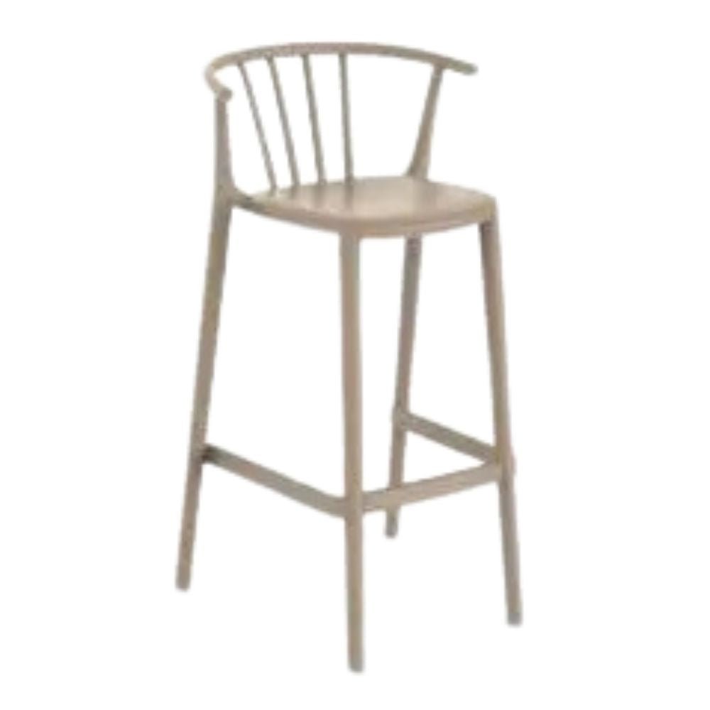 TABURETE RESOL WOODY ALTO | Taburete Ocasional para Barra | 75.5 cm | Fibra de Vidrio Polipropileno | Protección UV | Interior + Exterior - 05449 - Resol - NOGAL BEAT - Bancos