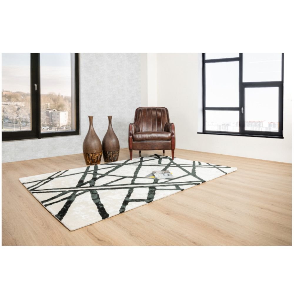 TAPETE LAVIN GAYA D2018 | Tapete Decorativo para Recepción Hotel Hogar Departamento Sala | MARFIL NEGRO | Varias Medidas | Rectangular | Interior | Hotel Residencia Recepción Alfombra Sala Dormitorio Comedor Cocina Baño Oficina Entrada Pasillo Casa Ambientada