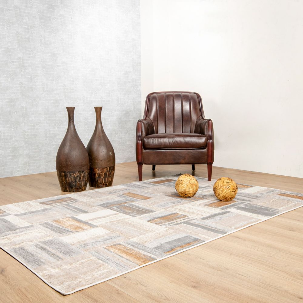 TAPETE LAVIN TERRA T9031 | Tapete Decorativo para Recepción Hotel Hogar Departamento Sala | CREMA ORO | Varias Medidas | Rectangular | Interior - T9031-60 x 90 - LAVIN - NOGAL BEAT - Tapetes
