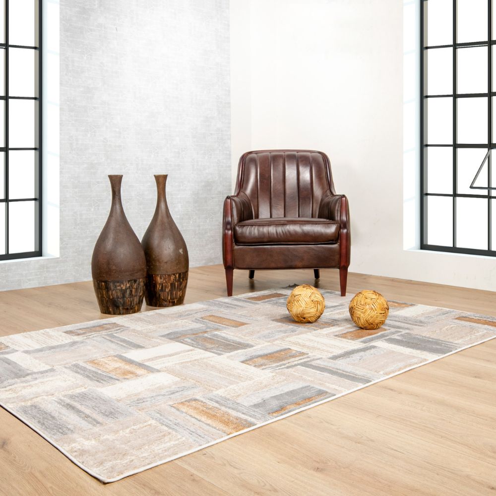 TAPETE LAVIN TERRA T9031 | Tapete Decorativo para Recepción Hotel Hogar Departamento Sala | CREMA ORO | Varias Medidas | Rectangular | Interior - T9031-60 x 90 - LAVIN - NOGAL BEAT - Tapetes