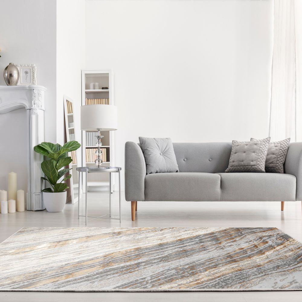 TAPETE LAVIN TERRA T9033 | Tapete Decorativo para Recepción Hotel Hogar Departamento Sala | CREMA ORO | Varias Medidas | Rectangular | Interior - T9033-60 x 90 - LAVIN - NOGAL BEAT - Tapetes