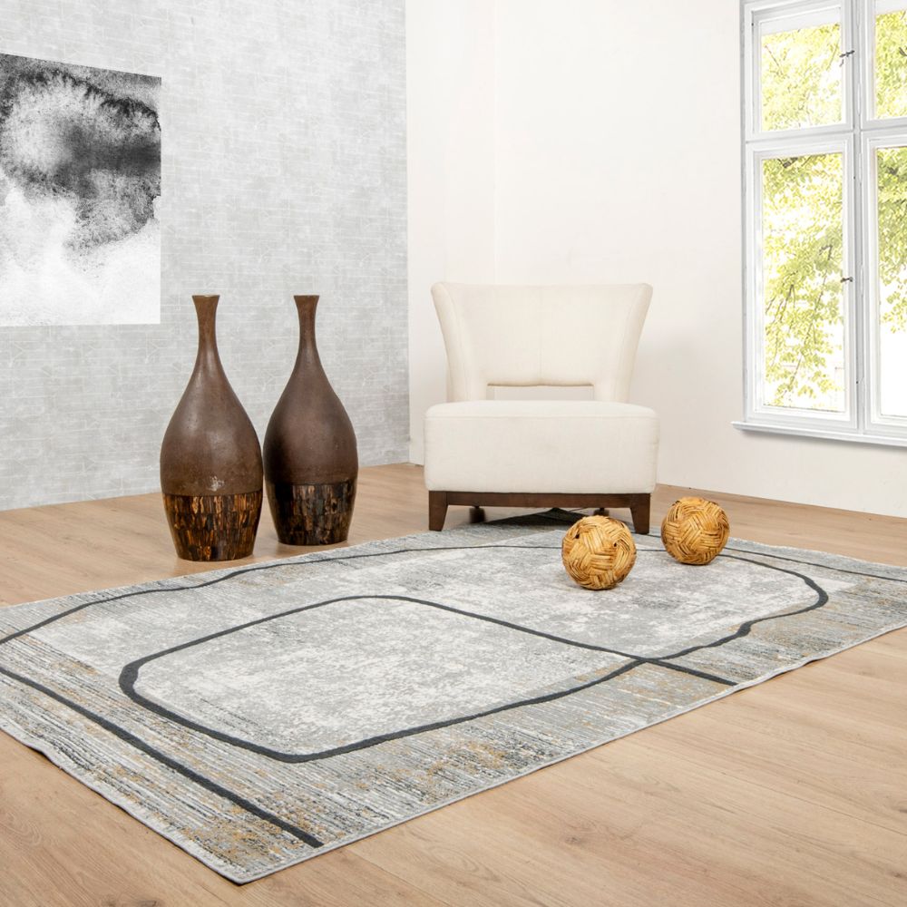 TAPETE LAVIN YASAR U2049 | Tapete Decorativo para Recepción Hotel Hogar Departamento Sala | GRIS ORO | Varias Medidas | Rectangular | Interior - U2049-60 x 90 - LAVIN - NOGAL BEAT - Tapetes