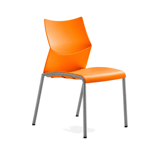 Silla de Oficina de Sala de Espera - LABENZE NIZZA 106-00410 - Naranja - 4 Puntas sin Brazos y Tubular Pintado Gris