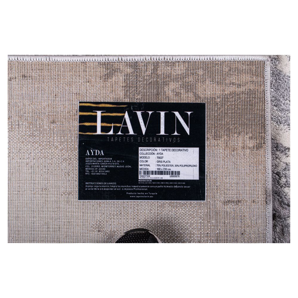 TAPETE LAVIN AYDA T9027 | Tapete Decorativo para Recepción Hotel Hogar Departamento Sala | GRIS PLATA | Varias Medidas | Rectangular | Interior | Hotel Habitación Airbnb Sala Recamara Estudio