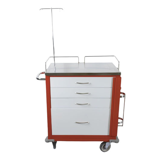 Carro Porta Equipo Médico - NEXUS FLEX VOC0008 - Rojo - 4 Cajones de Lámina - Estructura Acero inoxidable Carro Porta Equipo Médico Para Hospital Carro Porta Equipo Médico Para Clínica Carro Porta Equipo Médico Para Consultorio Médico Carro Porta Equipo Médico Para Centros De Salud Carro Porta Equipo Médico Para Laboratorios Médicos Carro Porta Equipo Médico Para Urgencias Carro Porta Equipo Médico Para Quirófano Carro Porta Equipo Médico Para Diagnóstico Carro Porta Equipo Médico 