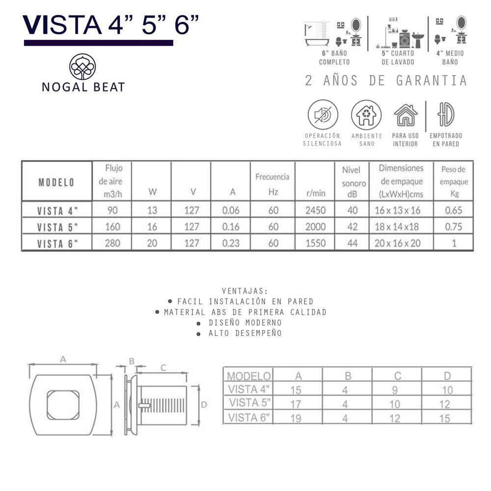 Extractor de Aire para Medios Baños - MASTERFAN VISTA 4 - Satinado - Operación Silenciosa Extractores Axiales Extractores Centrífugos Extractores de Techo Extractores Helicoidale Extractores de Conducto Aireación Circulación de Aire Extracción de Aire Cocinas Industriales Baños Laboratorios Áreas Industriales Garajes y Talleres Sistemas de Ventilación de Edificios Hotel Hostelería