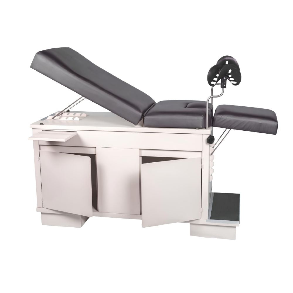 Mesa de Consultorio para Exploración - NEXUS FLEX FUTURO VOM1001 - Cojín Tapizado Negro - Estructura en Acero Beige Consultorios médicos generales Consultorios de especialidades (ginecología, pediatría, medicina interna, etc.) Clínicas privadas Hospitales (áreas de consulta externa) Unidades de atención familiar Centros de salud comunitarios Consultorios de fisioterapia y rehabilitación Clínicas de medicina laboral Consultorios de chequeos ejecutivos Áreas de servicios médicos en universidades o empresas