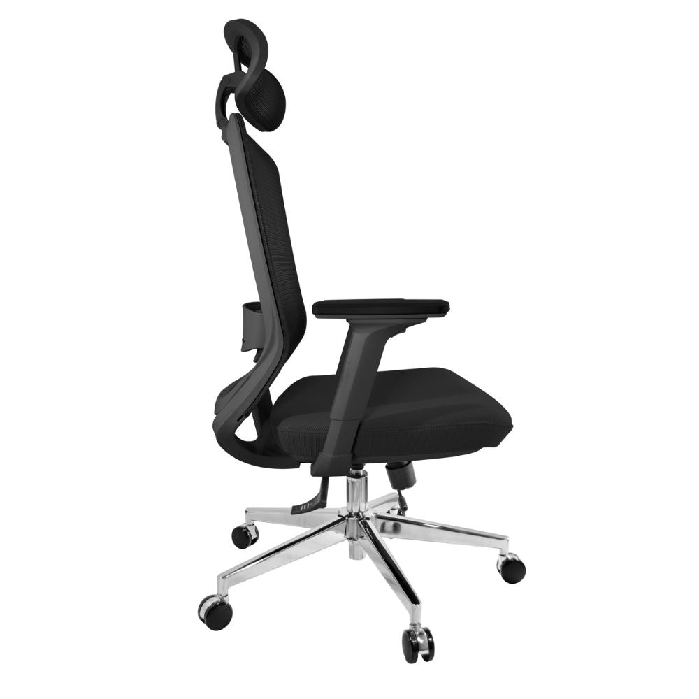 SILLA NOGAL BEAT E-20801N | Silla Gerencial | Base Metálica | Asiento Poliuretano | Descansabrazos Ajustable | Soporte Lumbar Acojinado Ajustable | Cabecera Ajustable | Negro | Interior | Oficina Gerencia Gerencial Gerente Jefe Trabajo Área Laboral