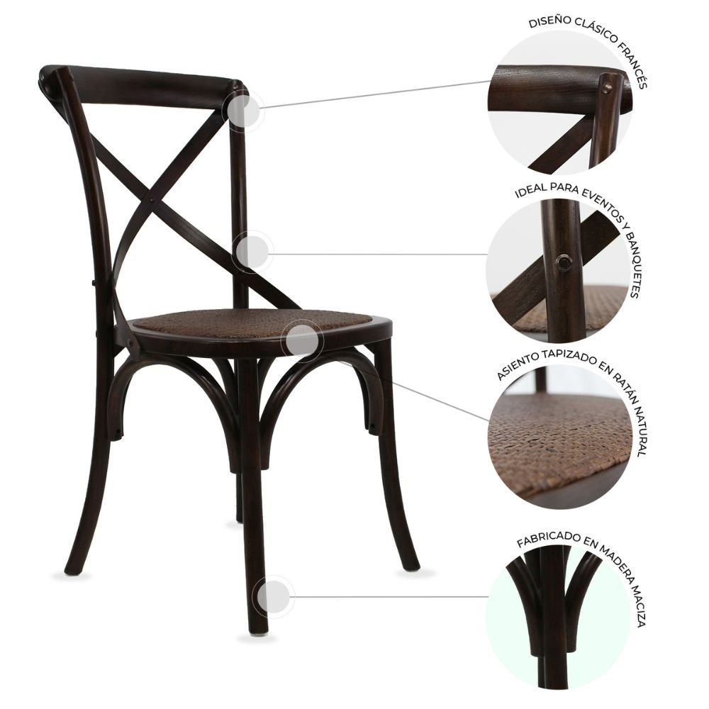 SILLA KINGSTRONG CROSSBACK MOB-6043F SILL0903556 | Silla Ocasional Comercial Decorativa | Base 4 Puntas | Estilo Escandinavo | Madera Asiento Texturizado | Interior