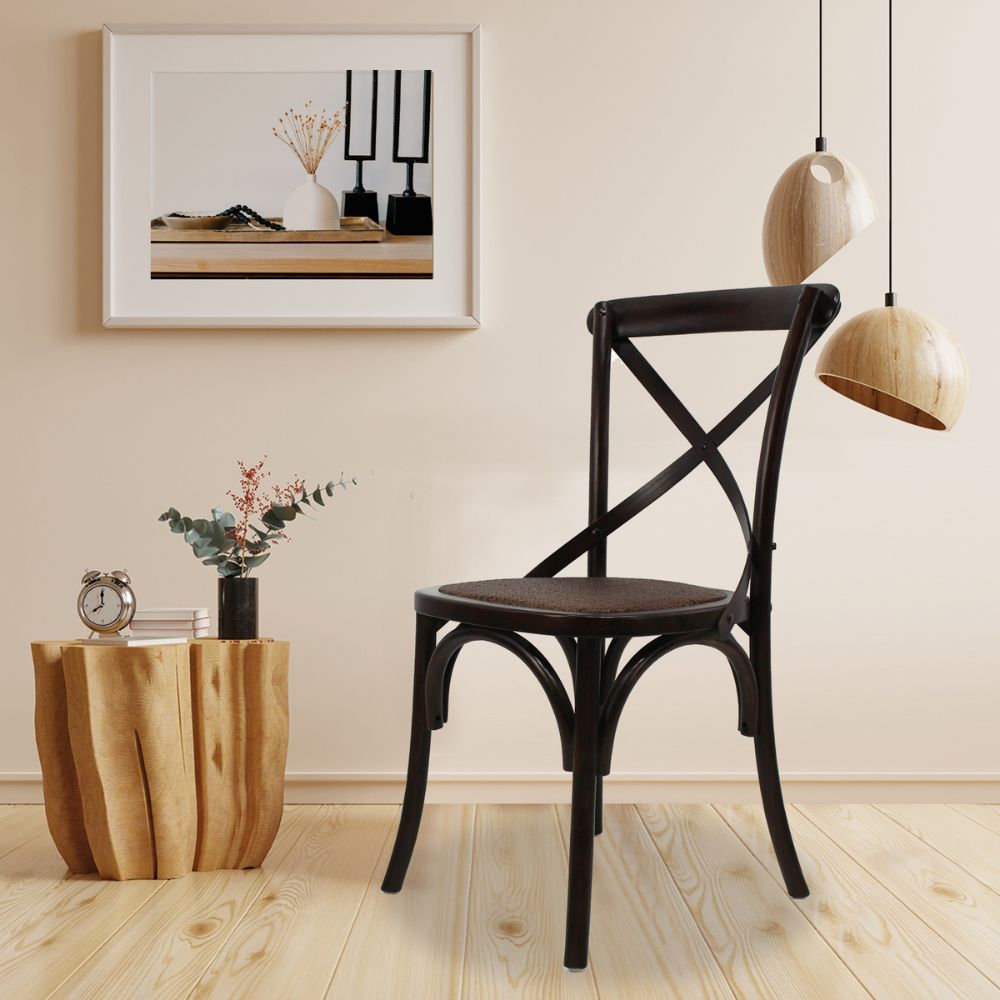 SILLA KINGSTRONG CROSSBACK MOB-6043F SILL0903556 | Silla Ocasional Comercial Decorativa | Base 4 Puntas | Estilo Escandinavo | Madera Asiento Texturizado | Interior