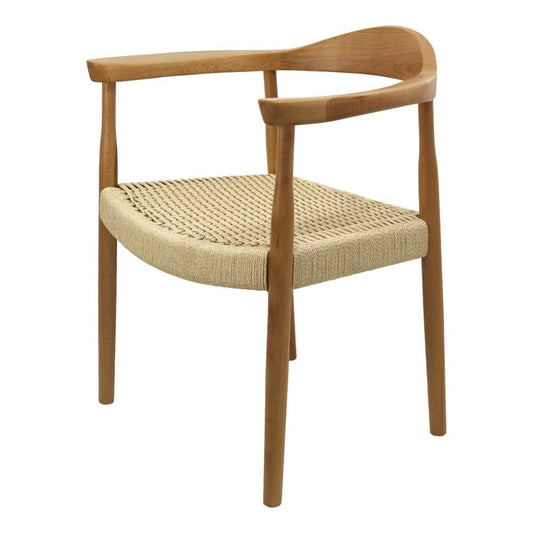 SILLA KINGSTRONG GUIZA MOB-313A SILL0903559 | Silla Ocasional Decorativa Descanso Modernidad | Base 4 Puntas Estilo Escandinavo | Asiento Trenzado | Madera | Interior