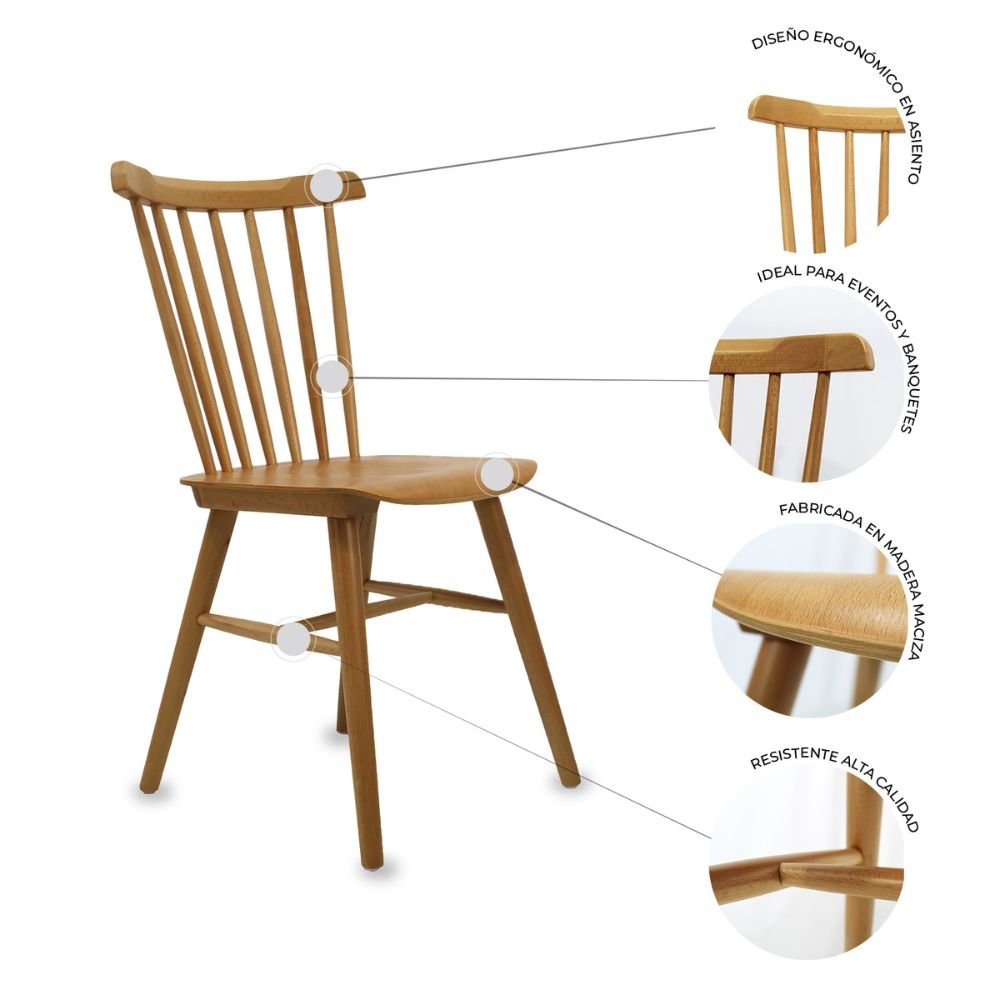 SILLA KINGSTRONG KEOPS MOB-1742 NATURAL SILL0903557 | Silla Ocasional Decorativa Descanso Modernidad | Base 4 Puntas | Estilo Escandinavo | Madera | Interior