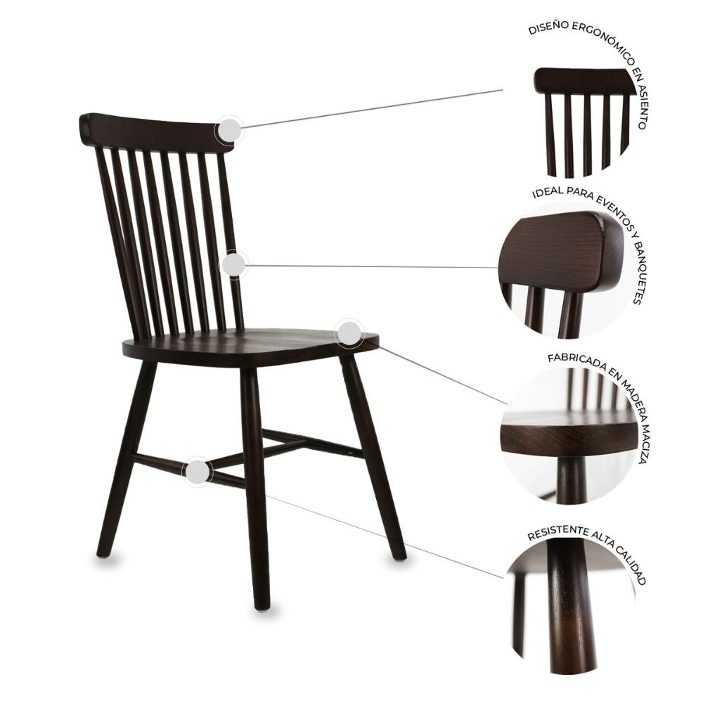 SILLA KINGSTRONG KEOPS MOB-845 NOGAL SILL0903561 | Silla Ocasional Decorativa Descanso Modernidad | Base 4 Puntas Estilo Escandinavo | Madera | Interior