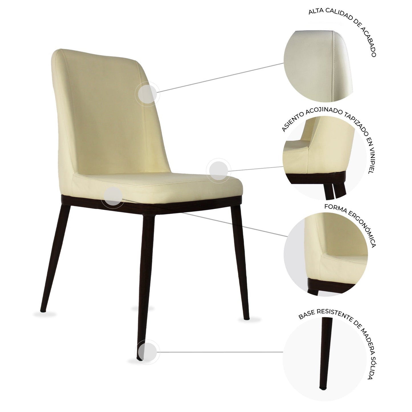 SILLA KINGSTRONG MOB-117A BARI SILL2242346 | Silla Ocasional Comercial Decorativa | Base 4 Puntas de Madera | Acabado en Vinil | Interior