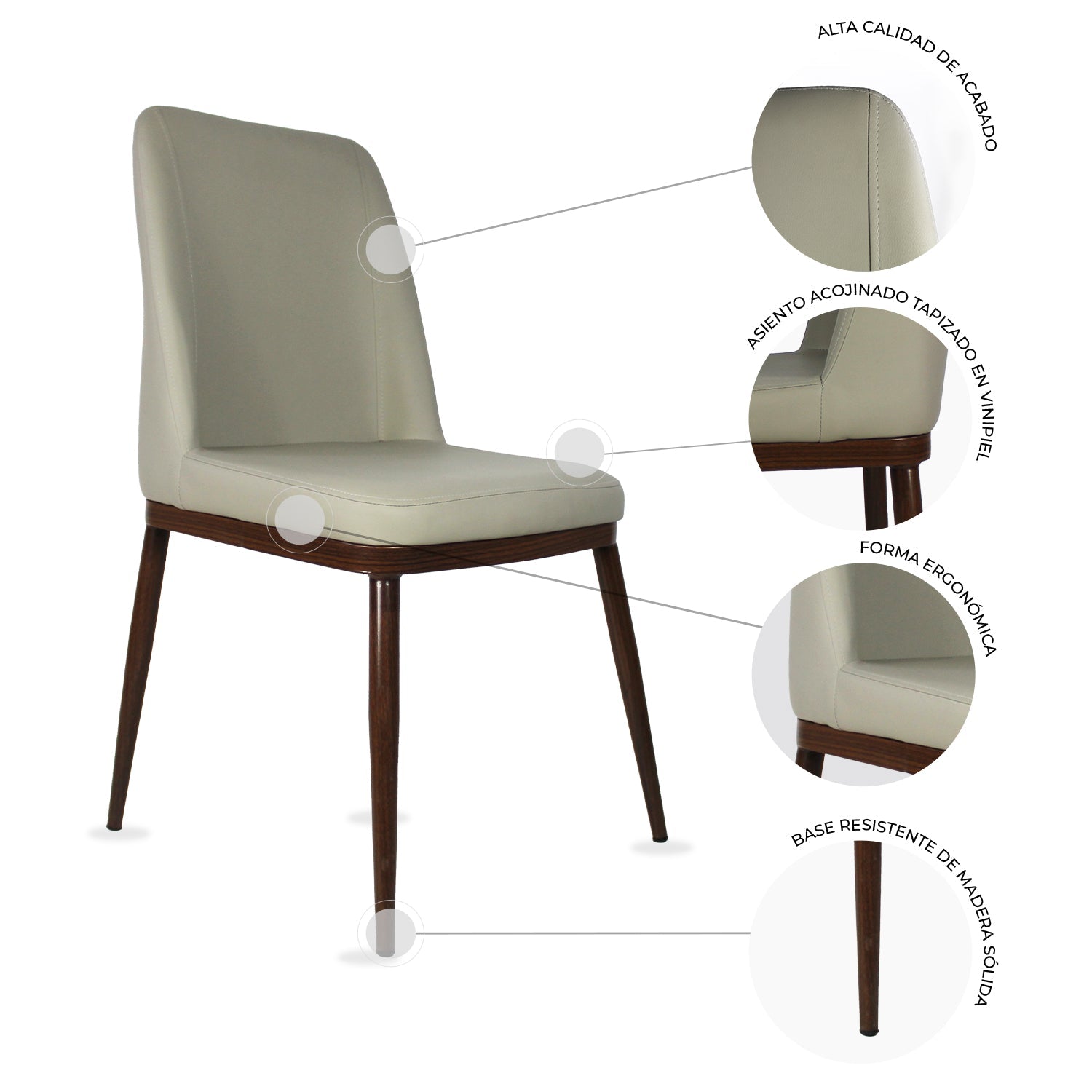 SILLA KINGSTRONG MOB-117A BARI SILL2242346 | Silla Ocasional Comercial Decorativa | Base 4 Puntas de Madera | Acabado en Vinil | Interior6