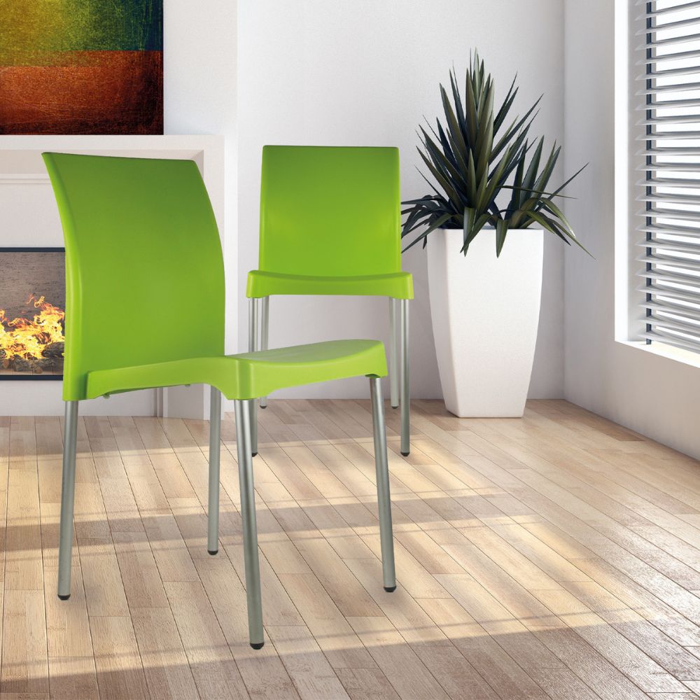 SILLA KINGSTRONG VIVANTI PLASTICO SILL0020357 | Silla Estilizada Áreas de Espera Cafetería | Base 4 Puntas | Terminado Anodizado | Polipropileno | Interior + Exterior