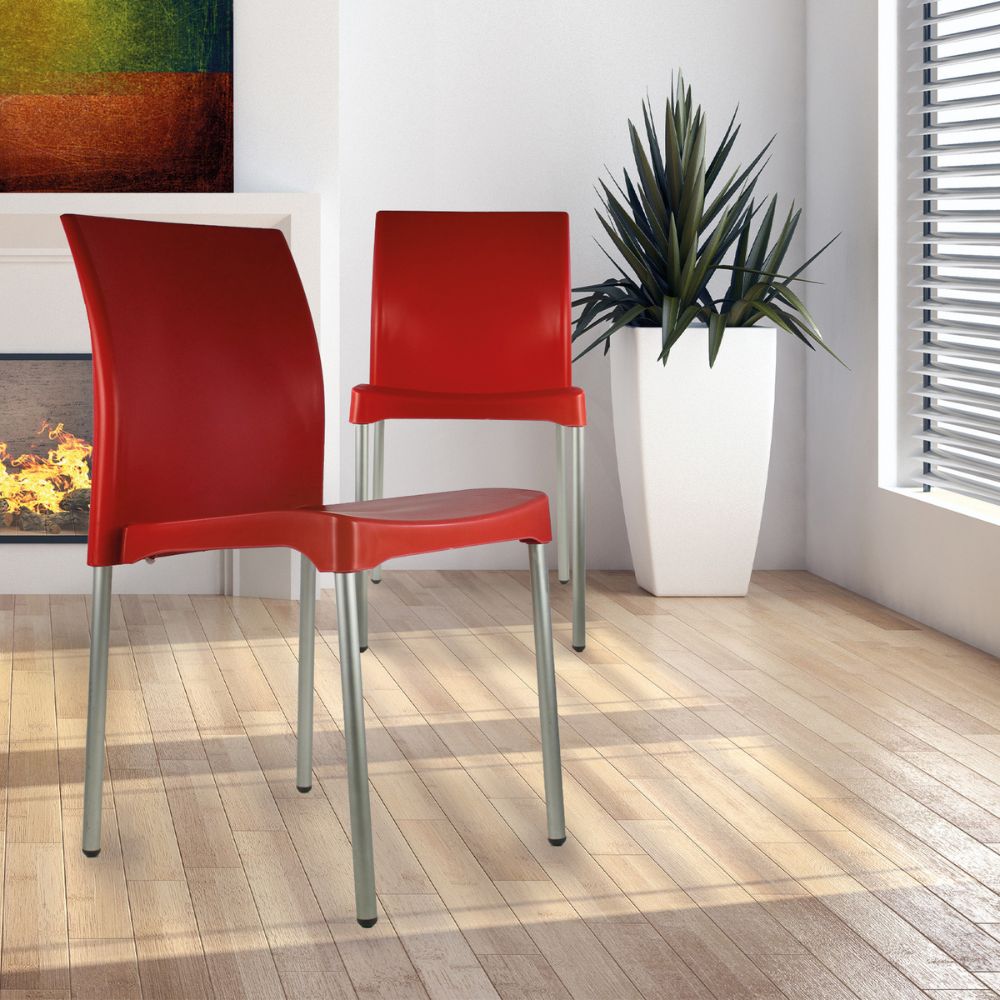 SILLA KINGSTRONG VIVANTI PLASTICO SILL0020357 | Silla Estilizada Áreas de Espera Cafetería | Base 4 Puntas | Terminado Anodizado | Polipropileno | Interior + Exterior