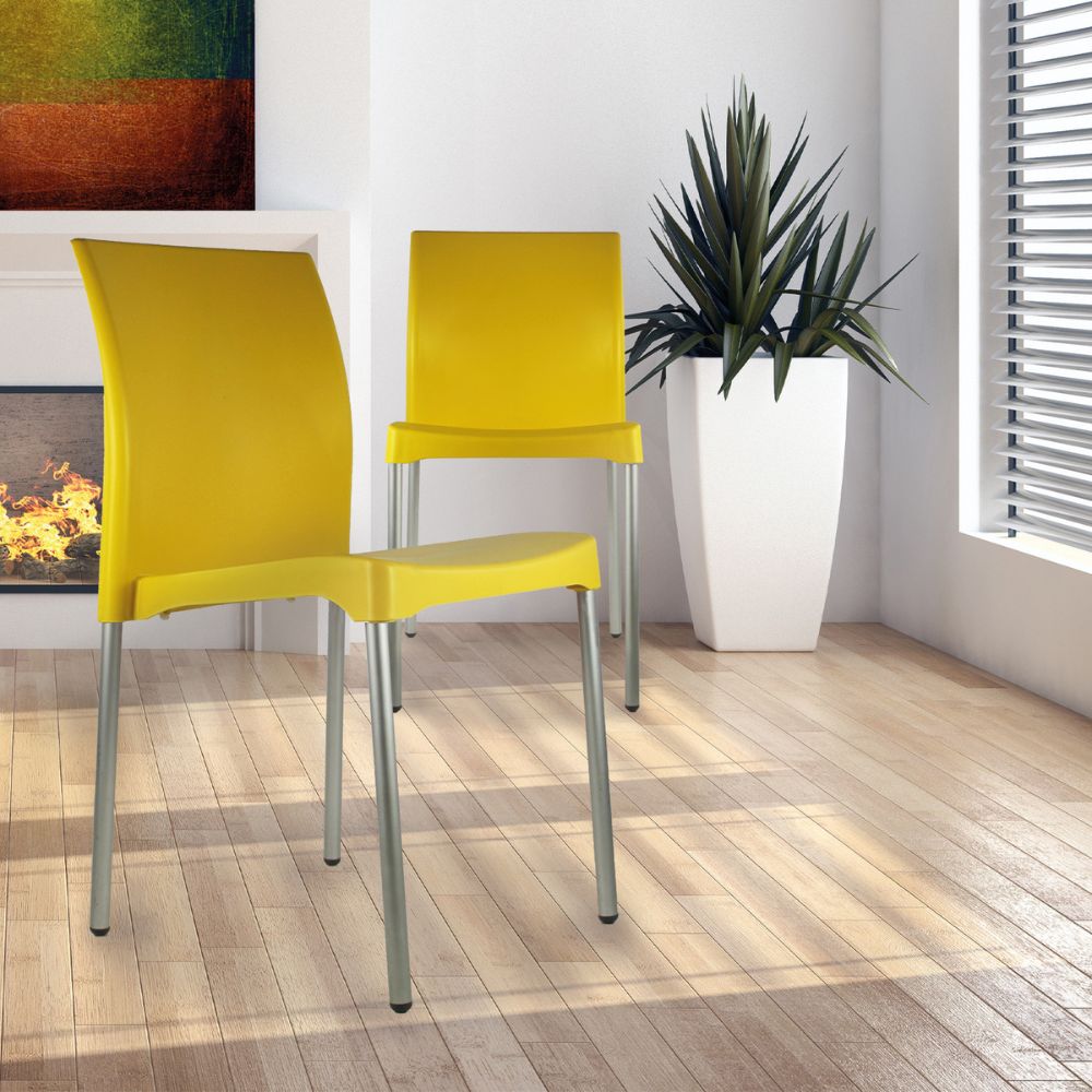 SILLA KINGSTRONG VIVANTI PLASTICO SILL0020357 | Silla Estilizada Áreas de Espera Cafetería | Base 4 Puntas | Terminado Anodizado | Polipropileno | Interior + Exterior