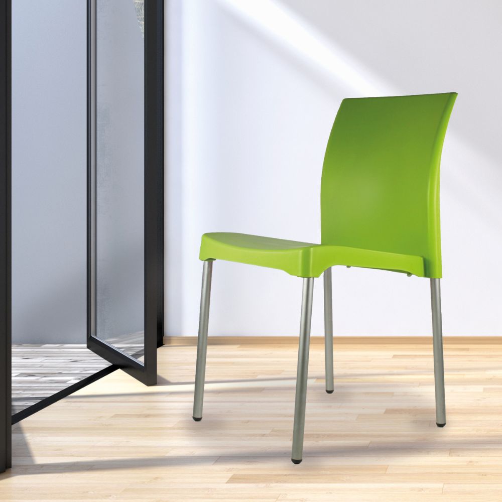 SILLA KINGSTRONG VIVANTI PLASTICO SILL0020357 | Silla Estilizada Áreas de Espera Cafetería | Base 4 Puntas | Terminado Anodizado | Polipropileno | Interior + Exterior