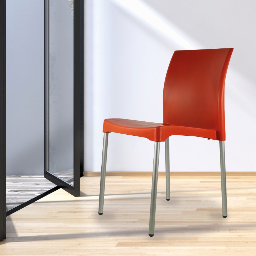 SILLA KINGSTRONG VIVANTI PLASTICO SILL0020357 | Silla Estilizada Áreas de Espera Cafetería | Base 4 Puntas | Terminado Anodizado | Polipropileno | Interior + Exterior