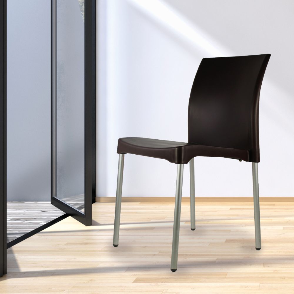 SILLA KINGSTRONG VIVANTI PLASTICO SILL0020357 | Silla Estilizada Áreas de Espera Cafetería | Base 4 Puntas | Terminado Anodizado | Polipropileno | Interior + Exterior