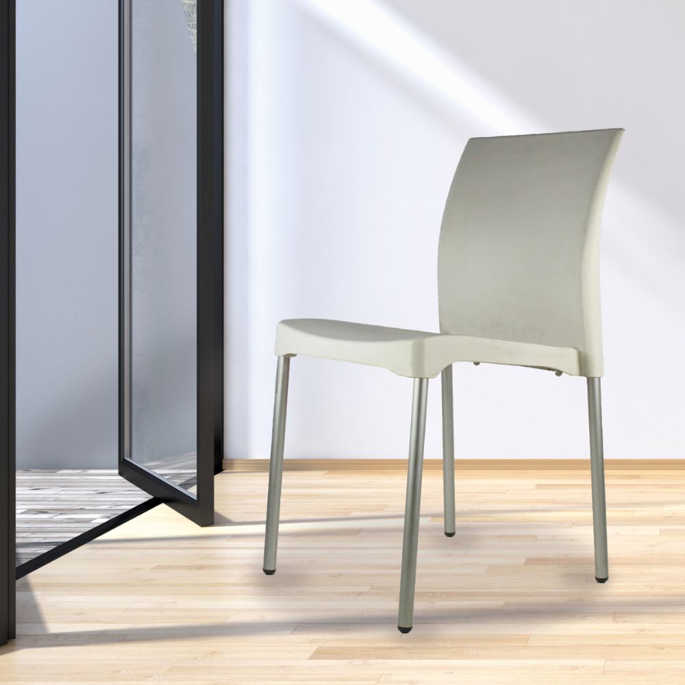 SILLA KINGSTRONG VIVANTI PLASTICO SILL0020357 | Silla Estilizada Áreas de Espera Cafetería | Base 4 Puntas | Terminado Anodizado | Polipropileno | Interior + Exterior