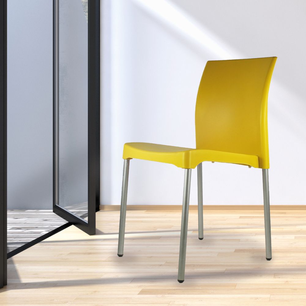 SILLA KINGSTRONG VIVANTI PLASTICO SILL0020357 | Silla Estilizada Áreas de Espera Cafetería | Base 4 Puntas | Terminado Anodizado | Polipropileno | Interior + Exterior