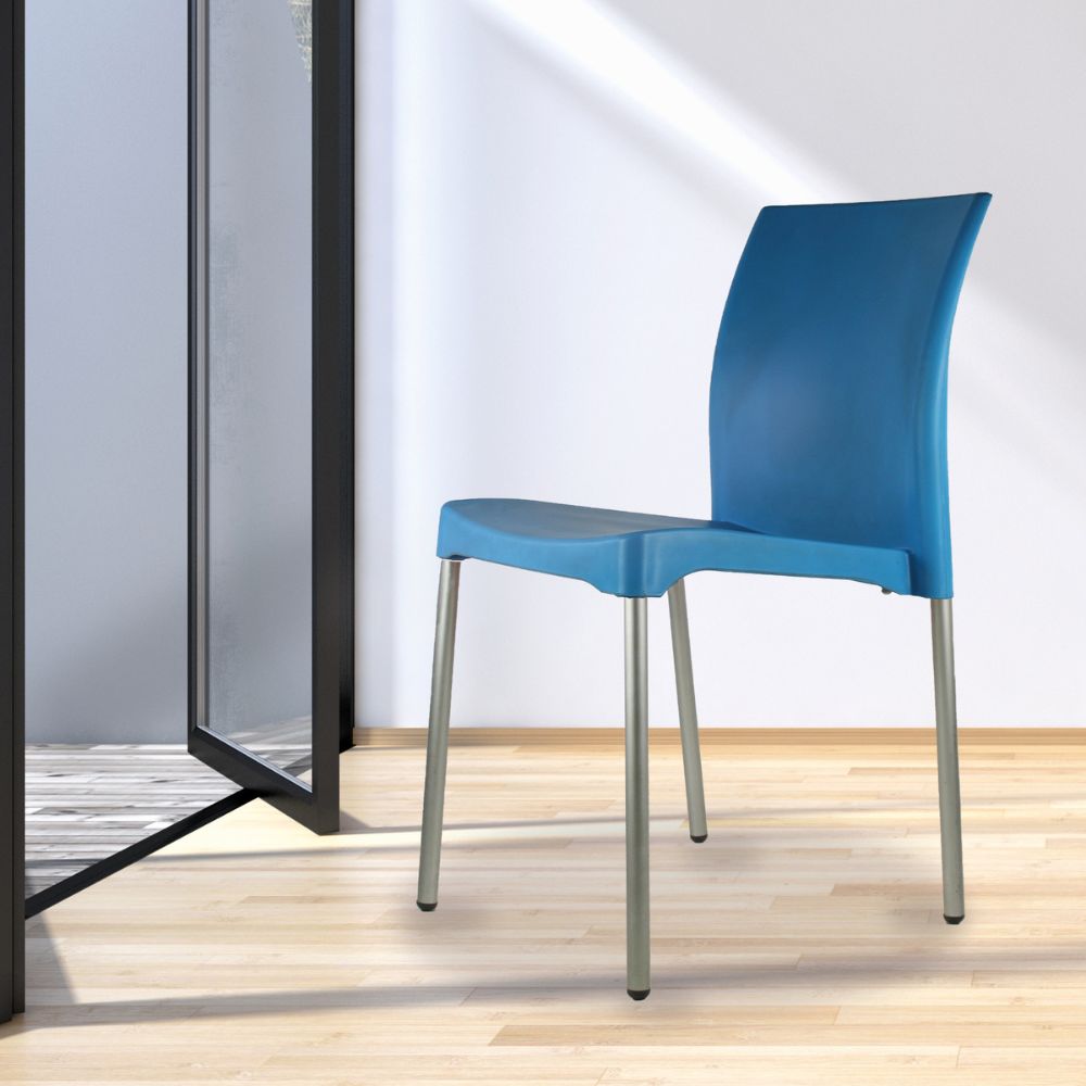 SILLA KINGSTRONG VIVANTI PLASTICO SILL0020357 | Silla Estilizada Áreas de Espera Cafetería | Base 4 Puntas | Terminado Anodizado | Polipropileno | Interior + Exterior