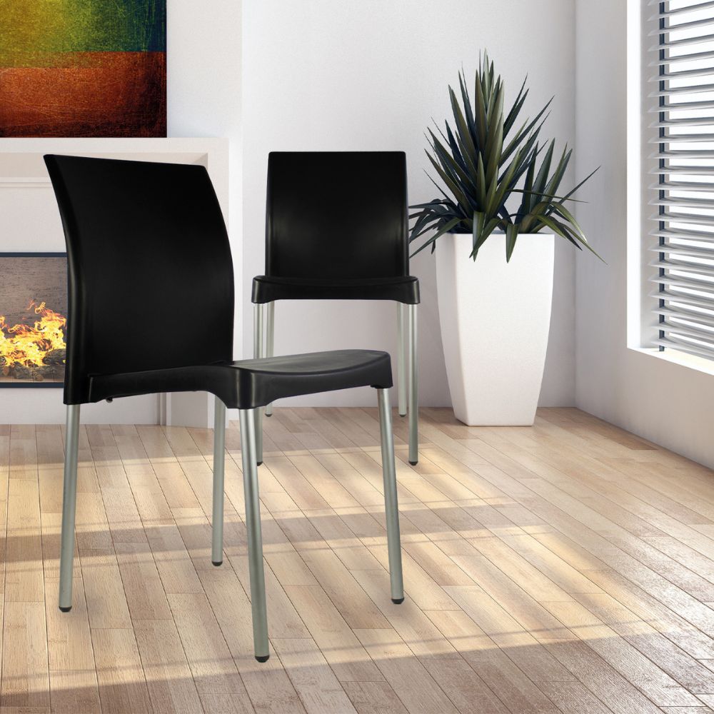 SILLA KINGSTRONG VIVANTI PLASTICO SILL0020357 | Silla Estilizada Áreas de Espera Cafetería | Base 4 Puntas | Terminado Anodizado | Polipropileno | Interior + Exterior