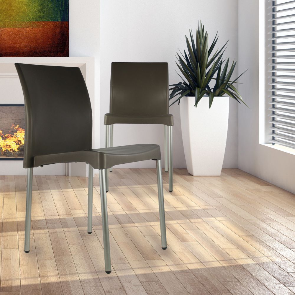 SILLA KINGSTRONG VIVANTI PLASTICO SILL0020357 | Silla Estilizada Áreas de Espera Cafetería | Base 4 Puntas | Terminado Anodizado | Polipropileno | Interior + Exterior