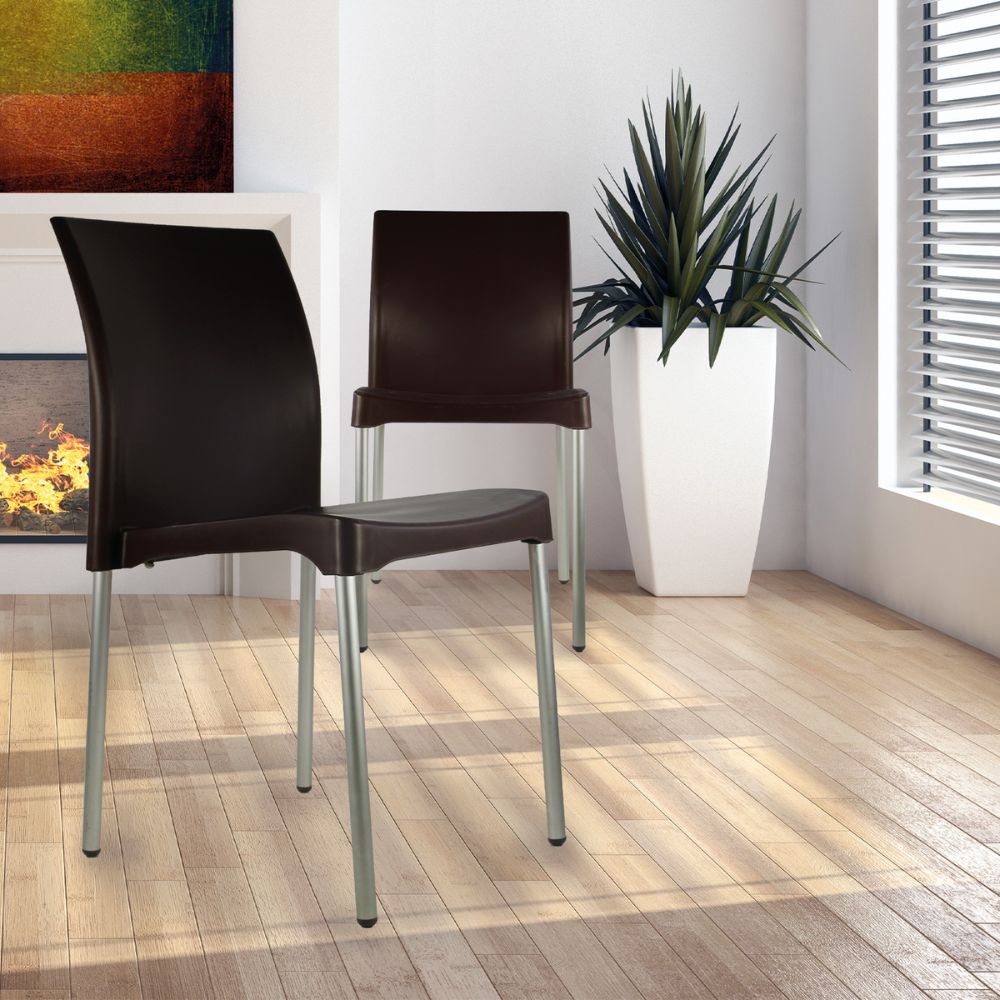 SILLA KINGSTRONG VIVANTI PLASTICO SILL0020357 | Silla Estilizada Áreas de Espera Cafetería | Base 4 Puntas | Terminado Anodizado | Polipropileno | Interior + Exterior