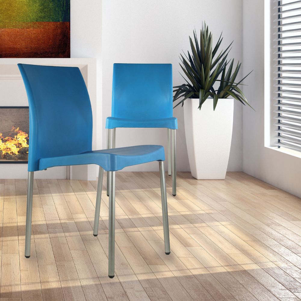 SILLA KINGSTRONG VIVANTI PLASTICO SILL0020357 | Silla Estilizada Áreas de Espera Cafetería | Base 4 Puntas | Terminado Anodizado | Polipropileno | Interior + Exterior