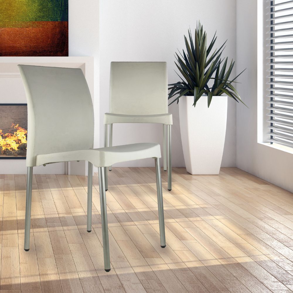 SILLA KINGSTRONG VIVANTI PLASTICO SILL0020357 | Silla Estilizada Áreas de Espera Cafetería | Base 4 Puntas | Terminado Anodizado | Polipropileno | Interior + Exterior