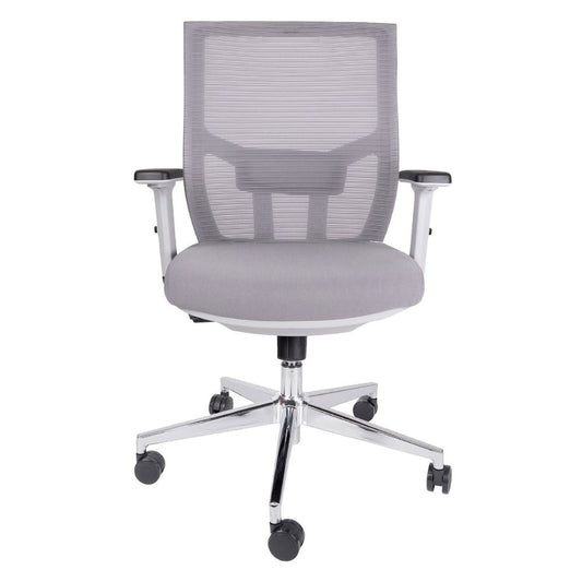 SILLA OFFIHO AIKO OHE-703 GRIS | Silla Operativa | Diseño Ergonómico | Respaldo Alto | Asiento Tapizado | Respaldo en Malla | Interior | Oficina Despacho