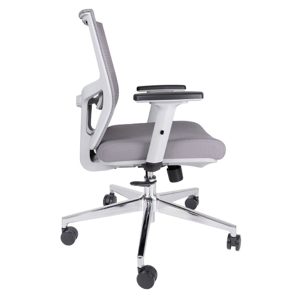 SILLA OFFIHO AIKO OHE-703 GRIS | Silla Operativa | Diseño Ergonómico | Respaldo Alto | Asiento Tapizado | Respaldo en Malla | Interior | Oficina Despacho