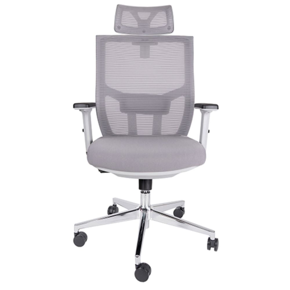 SILLA OFFIHO AIKO OHE-705 GRIS | Silla Operativa | Diseño Ergonómico | Respaldo Alto | Asiento Tapizado | Respaldo en Malla | Interior | Oficina Despacho