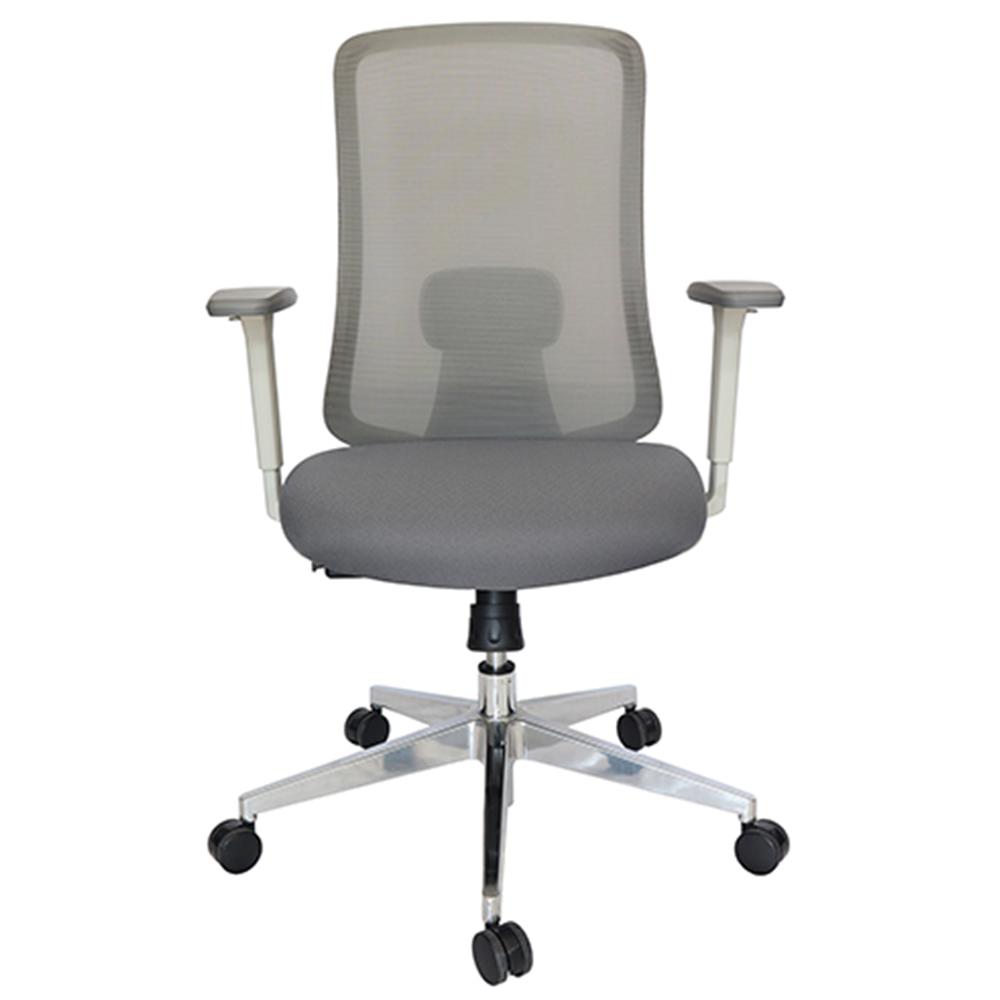 SILLA OFFIHO CREW OHE-112gris | Silla Operativa Diseño Ergonómico para Oficina Coworking | Altura Ajustable | Base Estrella | Asiento Tapizado | Respaldo en Malla | Interior
