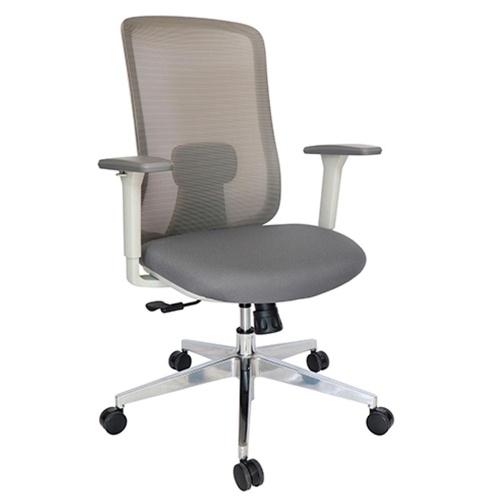 SILLA OFFIHO CREW OHE-112gris | Silla Operativa Diseño Ergonómico para Oficina Coworking | Altura Ajustable | Base Estrella | Asiento Tapizado | Respaldo en Malla | Interior
