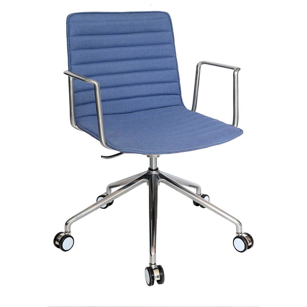SILLA OFFIHO ENEAS OHE-143 ALUMINIO | Respaldo bajo | Estrella Pentagonal De 5 Puntas | Azul | Tapizado | Interior | Oficina Despacho