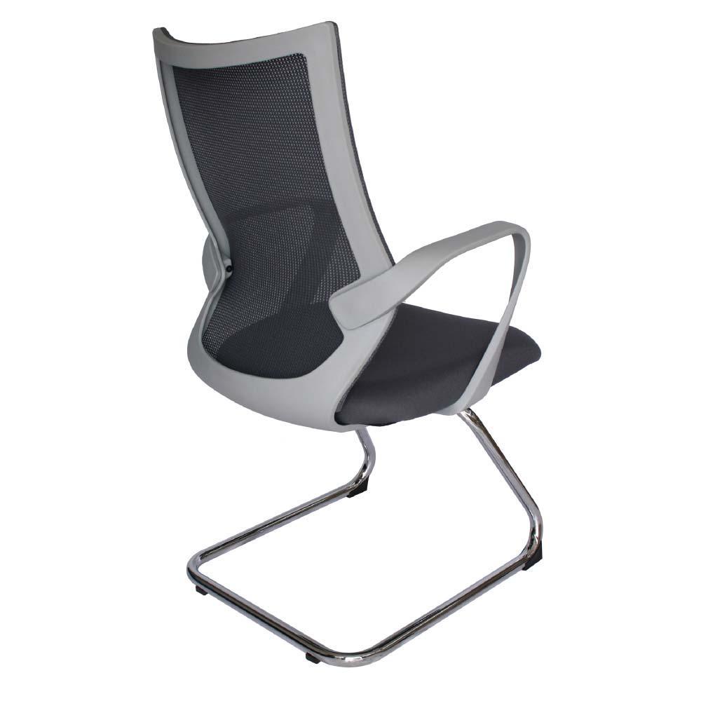 SILLA OFFIHO EQUA OHV-188gris | Silla Visita Oficina Area Trabajo | Base Trineo | Respaldo Malla Gris | Interior
