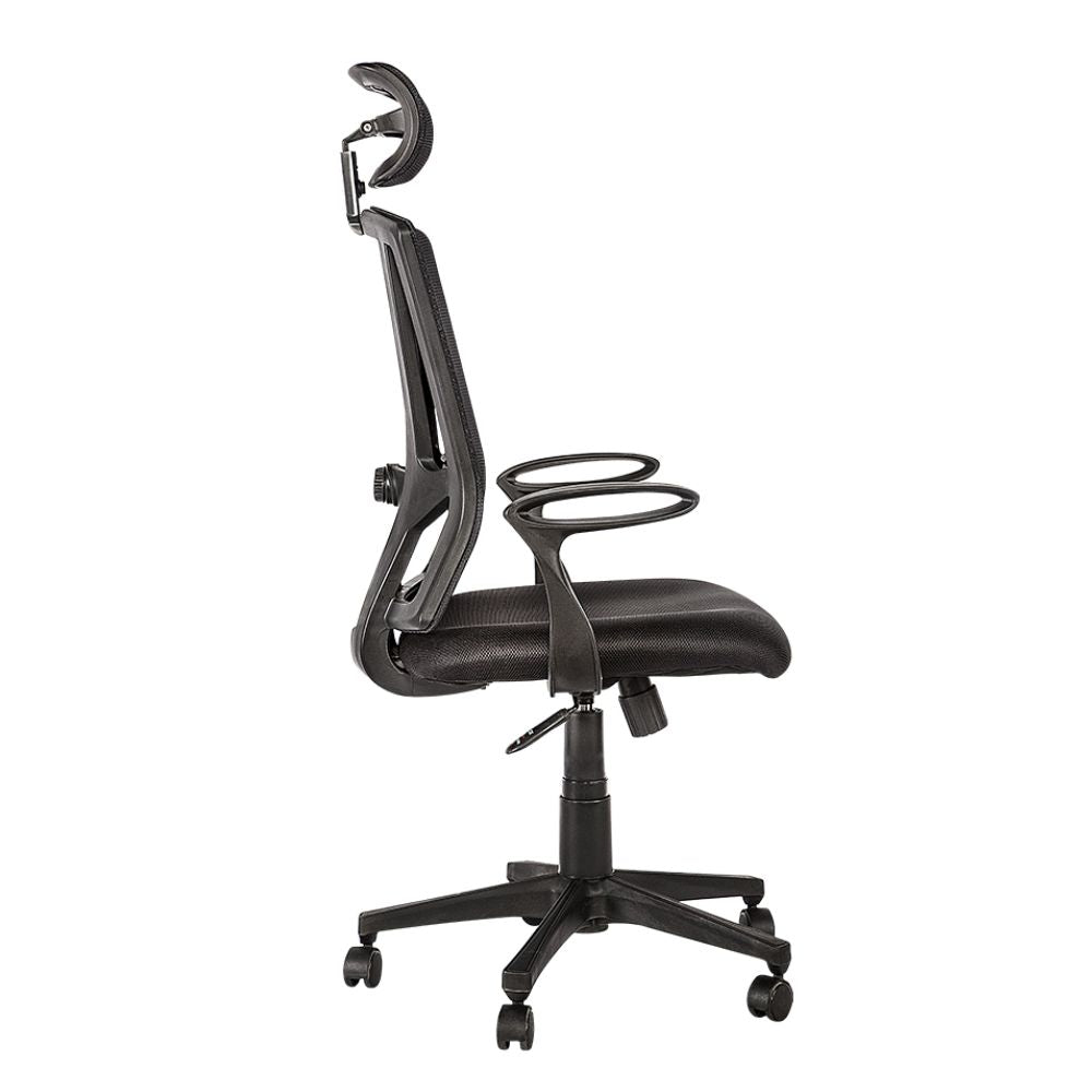 Silla De Oficina Ejecutiva Soporte Lumbar - ALBAR BREAK-E - Negro - Asiento Tapizado y Respaldo En Malla