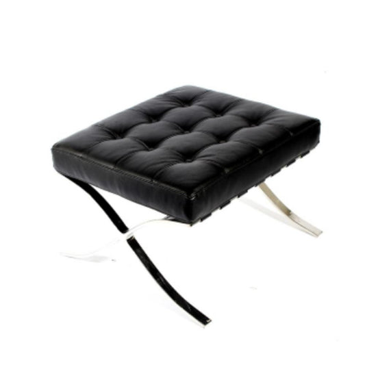 SILLON NOGAL BEAT AVIÑON OTTOMAN | Sillón Tipo Barcelona Ludwing Mies Van Der Rohe Hotel | Base Estructura de Acero | Cojín de Espuma | Interior