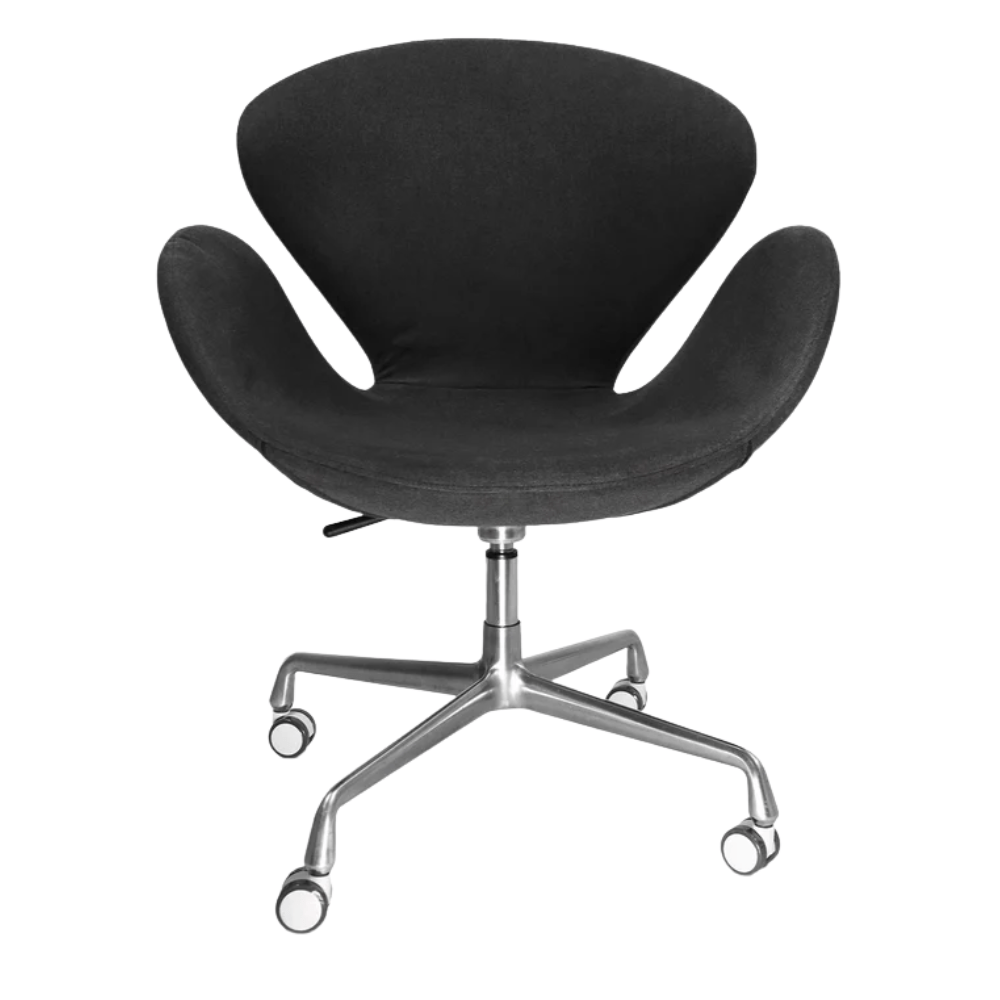 Silla de oficina NOGAL BEAT SWAN con asiento y respaldo tapizados en una pieza ergonómica y brazos fijos