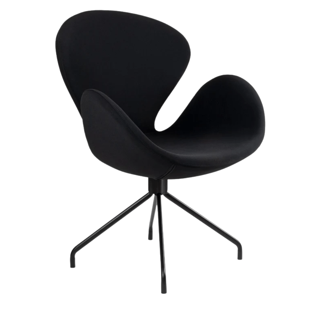 Silla de oficina NOGAL BEAT SWAN con asiento y respaldo tapizados en una pieza ergonómica y brazos fijos
