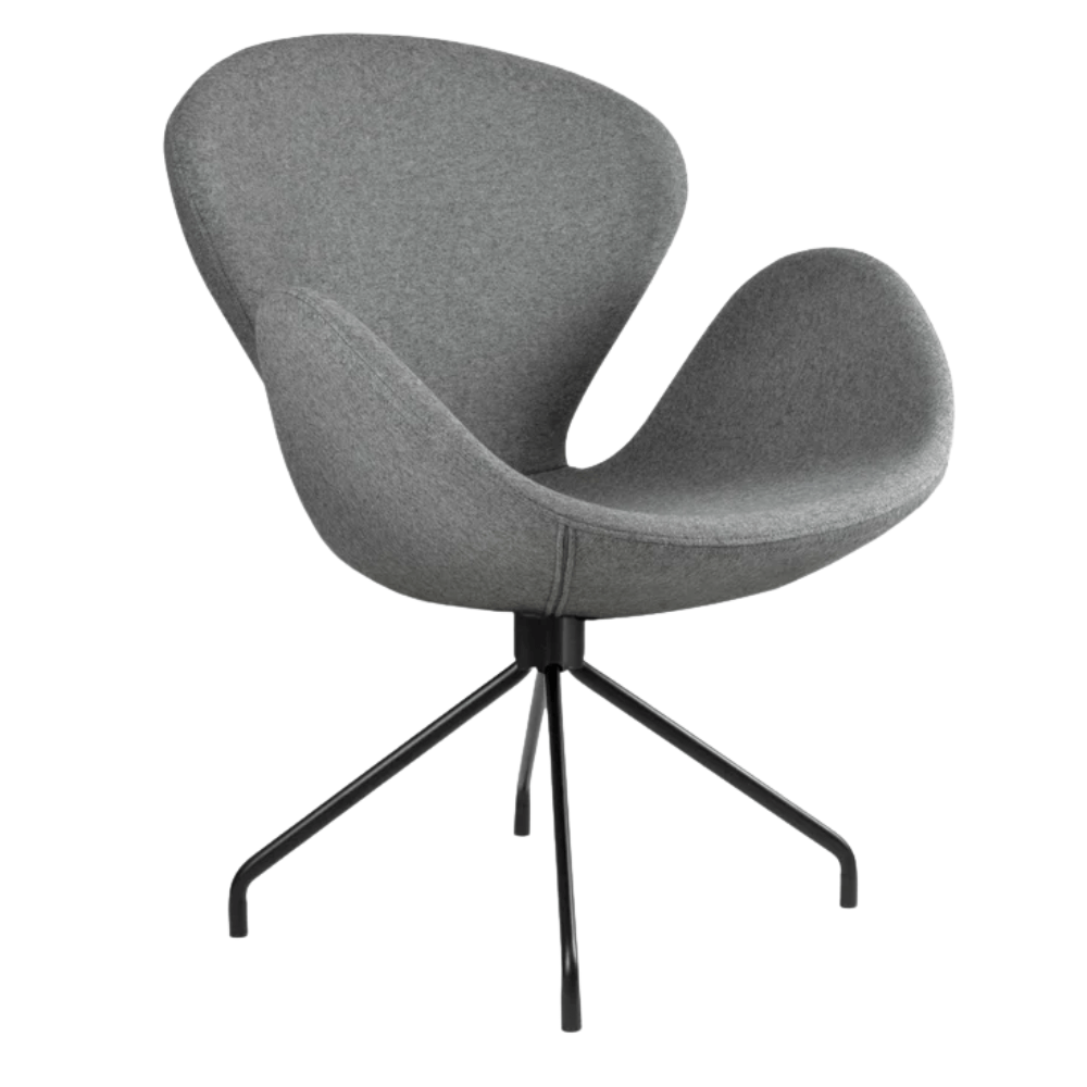 Silla de oficina NOGAL BEAT SWAN con asiento y respaldo tapizados en una pieza ergonómica y brazos fijos