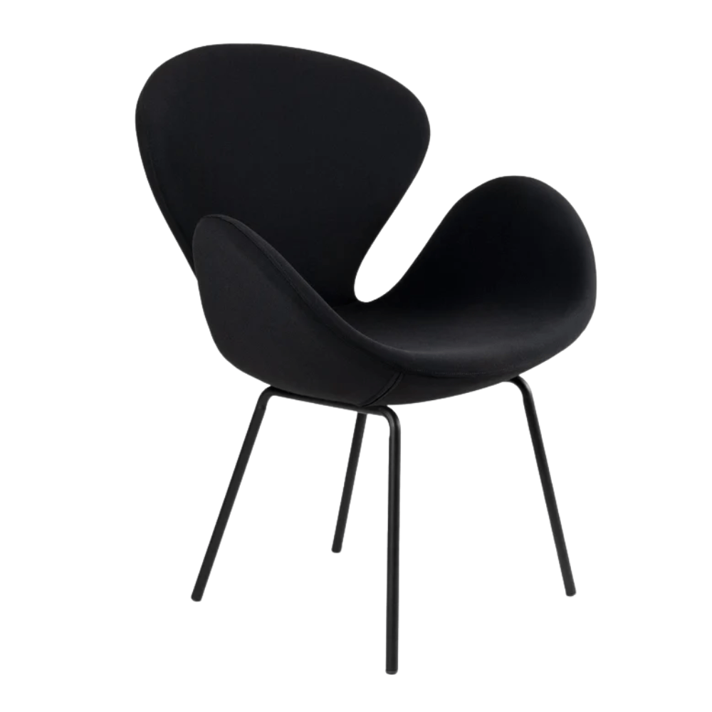 Silla de oficina NOGAL BEAT SWAN con asiento y respaldo tapizados en una pieza ergonómica y brazos fijos